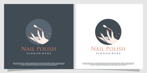 Sticker - Nail polish logo design vector with creative unique style