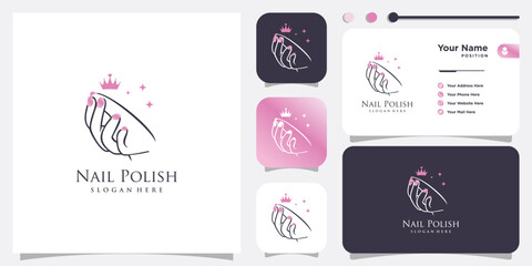 Sticker - Beauty nail logo design vector with creative unique style Premium Vector