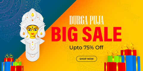 Wall Mural - Vector illustration for Durga Puja Sale banner