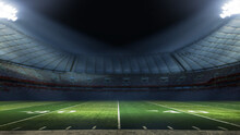 American Football Stadium With Lights At Night