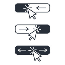 Control Slider Button. Right Left  Swipe Gestures Slider .Set Of Vector Linear Icons Isolated On White Background.