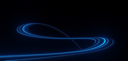 Wall Mural - 3d render of flash neon and light glowing on dark scene. Speed light moving lines.