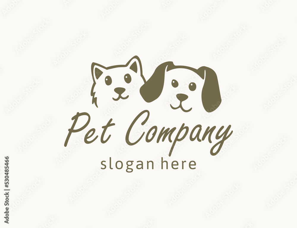 Dog and cat animal pet logo design inspiration Stock Vector | Adobe Stock
