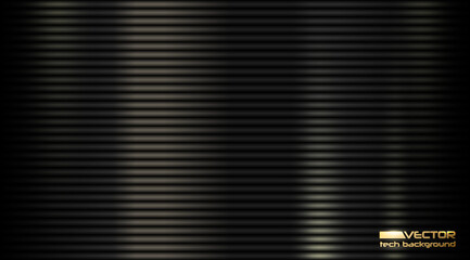 Black shiny metal horizontal straight line background. Plastic texture pattern background. Vector compressed dark enamel spring banner with reflected color highlight