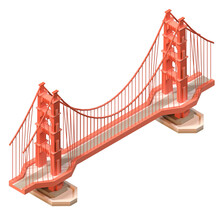 Golden Gate Bridge Isometric View Illustration In 3D Design