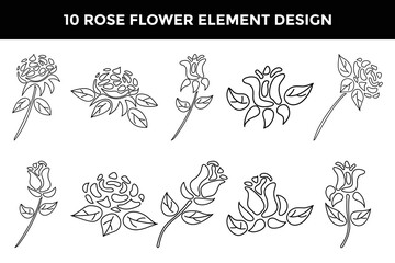 Wall Mural - Rose flower ornament element design