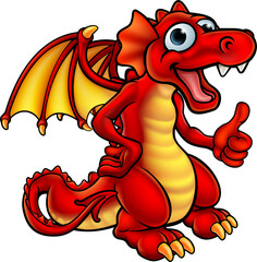 Wall Mural - Cartoon Red Dragon