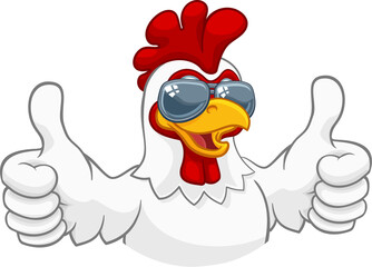 Poster - Chicken Rooster Cockerel Bird Sunglasses Cartoon