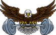 Bald Eagle Hawk Weight Lifting Mascot And Barbell
