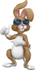 Wall Mural - Easter Bunny Shades Rabbit Thumbs Up and Pointing