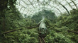 post-apocalyptic train station, dystopic overgrown ruin