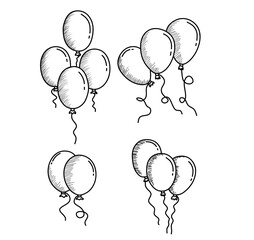 st of hand drawn balloon on a white background