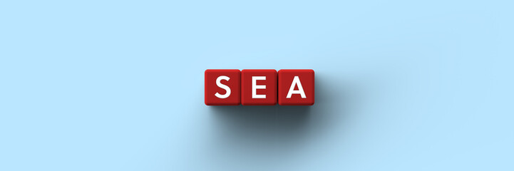 Wall Mural - 3d red cubes with the word acronym sea for search-engine-advertising