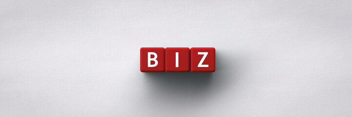 Wall Mural - 3d red cubes with the word acronym biz for business