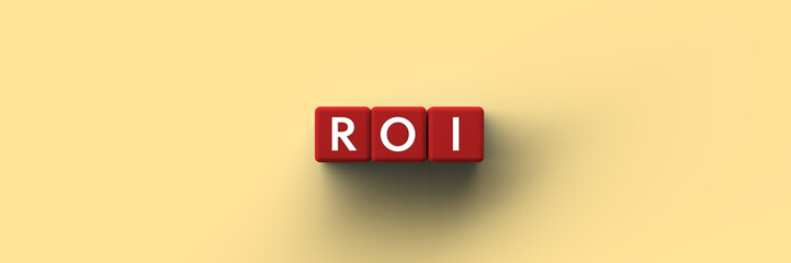 Wall Mural - 3d red cubes with the word acronym roi for return on investment