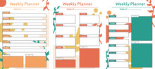 Weekly Planner In Orange, Red And Green Leaves