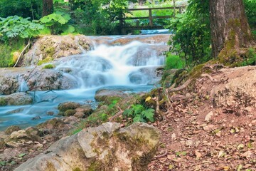 Beautiful natural scenery of a stream in Rastoke, Croatia