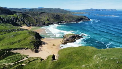 Wall Mural - Beautiful view of Murder Hole Beach or Boyeeghter Bay. Donegal, Ireland.