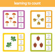 Learning to count up to 10. Cards. Can be used to play with clothespins. Vector illustration