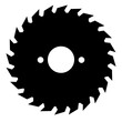 © teracreonte - Icono circular saw. Silueta de disco de sierra circular aislada