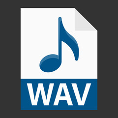 Modern flat design of WAV file icon for web