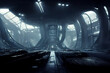 interior of large alien spaceship, digital art, background