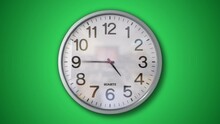 Analogue Wall Clock Timelapse Loop With Green Background