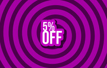 5% Off Sale Banner Discount Illustration Business Vector Purple Spiral White Bebas