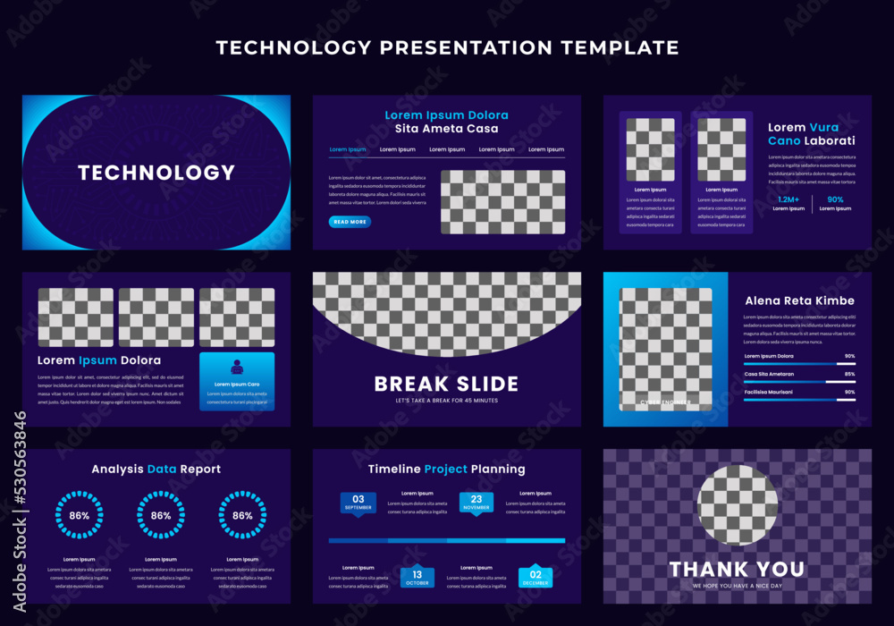 Editable Technology Presentation Template Set Stock Vector | Adobe Stock