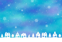 Christmas Vector Background With Houses And Trees In Snow For Banners, Cards, Flyers, Social Media Wallpapers, Etc.