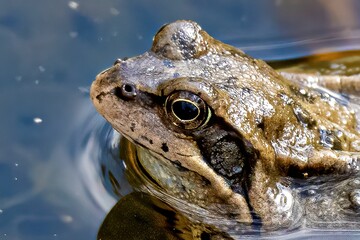 Canvas Print - Close up of a toad sitting in a pond