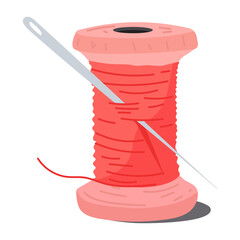 Sticker - Thread spool sticker icon in flat style 