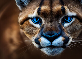 puma head with piercing look, realistic animal illustration for species protection