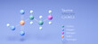 taurine, molecular structures, sulfonic acid, 3d model, Structural Chemical Formula and Atoms with Color Coding