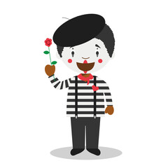 Wall Mural - Cute cartoon vector illustration of a black or african american male mime.