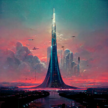 Landscape With Futuristic Control Tower