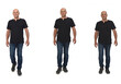 © curto - front view of a group of same man walking on white background