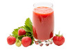 PNG, a glass of strawberry juice and fresh strawberries