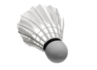 Badminton ball in fly isolated on white