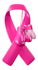 Wall Mural - Boxing glove breast cancer ribbon in 3d render