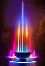 Mystical Colorful Fountain Illustrated 
