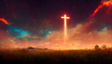 Easter Background Concept And The Crosses Sign.