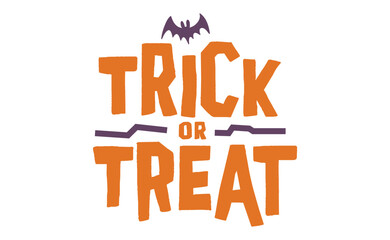 Wall Mural - Trick or Treat lettering design with flying bats. Halloween card or banner spooky design.