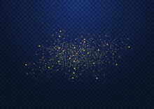 Blurred Bokeh Light On Dark Blue Background. Abstract Glitter Defocused Blinking Stars And Sparks. Christmas And New Year Holidays Template. Dark Golden Abstract Bokeh. Vector Illustration.