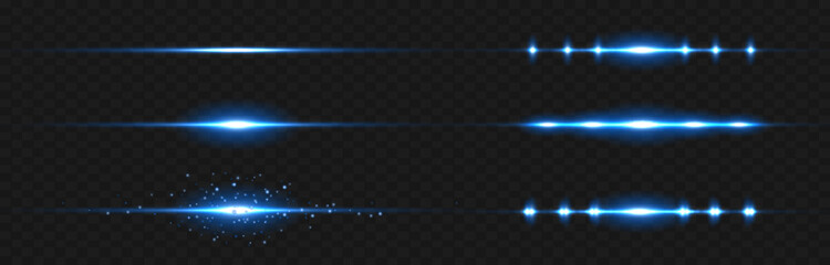 Wall Mural - vector illustration in blue color. set of light effects. glare and flash. bright beams of light. glo
