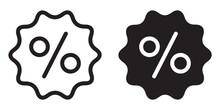 Ofvs126 OutlineFilledVectorSign Ofvs - Sale Badge Vector Icon . Percent Price Tag . Special Offer . Discount . Isolated Transparent . Black Outline Filled Version . AI 10 / EPS 10 . G11464