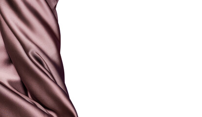 Brown fabric on purple background with copy space. Brown fabric texture. Crumple brown fabric on purple background.