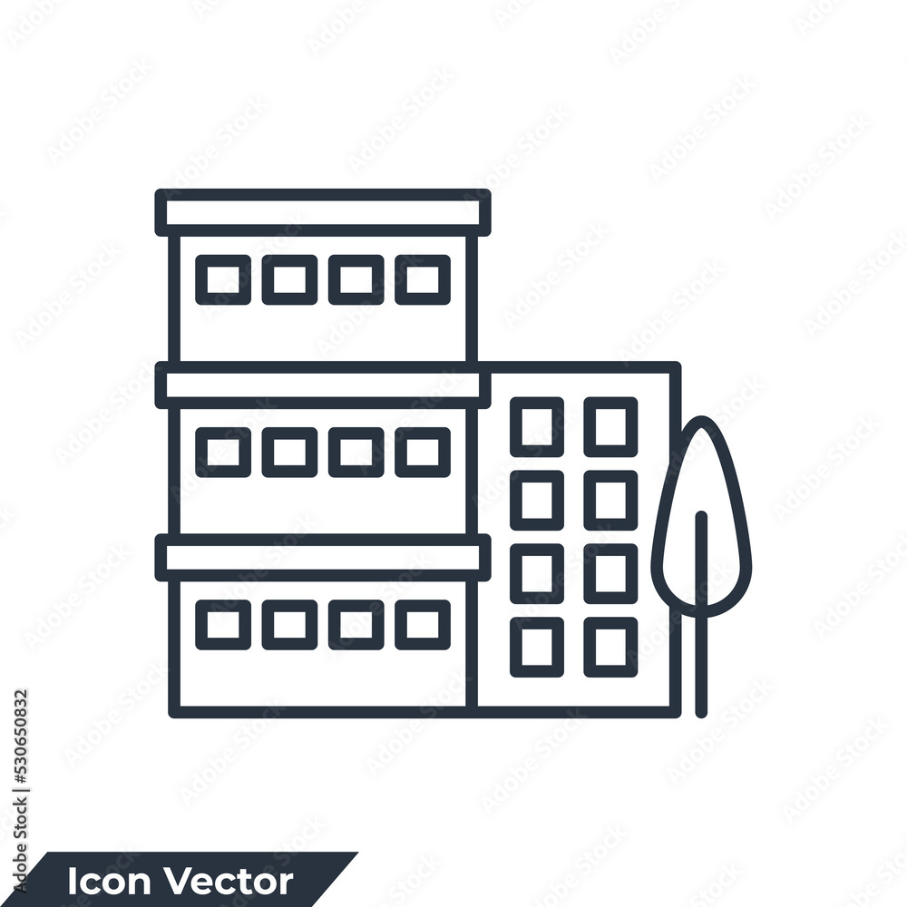 condo building icon logo vector illustration. Architecture building ...