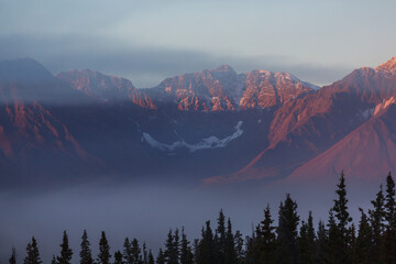 Sticker - Mountains in sunset