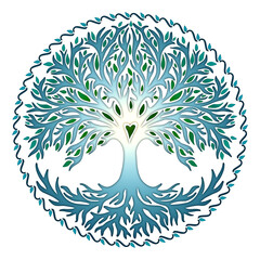 Sticker - Tree of life, Celtic mythology, Yggdrasil, heart, isolated